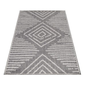 Tapis d’extérieur, motif carreaux, couleur gris, matière sisal, pour salon, cuisine, résistant aux