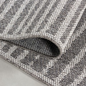 Tapis d’extérieur, motif carreaux, couleur gris, matière sisal, pour salon, cuisine, résistant aux