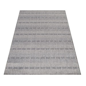 Tapis d’extérieur, motif hologramme, couleur gris, matière sisal, pour terrasse, résistant aux UV