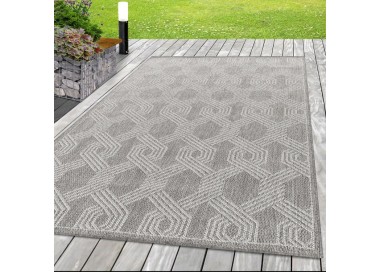 Buitenkleed met geometrisch patroon, grijs, voor keuken en balkon, UV-bestendig.