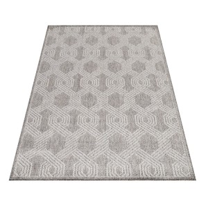 Tapis d’extérieur, motif géométrique, couleur gris, pour cuisine, balcon, résistant aux UV