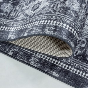 Tapis d’intérieur, style vintage, couleur gris, résistant et durable, confortable, lavable