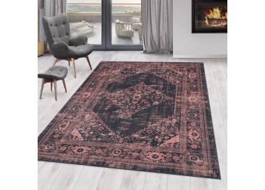 Tapis d’intérieur, style vintage, couleur noir, confortable, résistant et durable, antidérapant