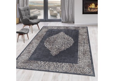Tapis d’intérieur, style vintage, couleur noir, résistant et durable, confortable, tissage plat