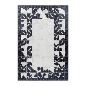 Tapis d’intérieur, motif carreaux, couleur gris, design moderne, résistant et durable, style bohème