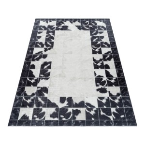 Tapis d’intérieur, motif carreaux, couleur gris, design moderne, résistant et durable, style bohème