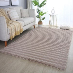 Tapis d’intérieur, couleur beige, matière coton, pour salon, design moderne, résistant et durable