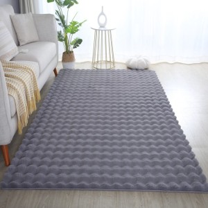 Tapis d’intérieur, couleur gris, matière coton, pour salon, style bohème, look naturel, lavable