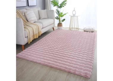 Tapis d’intérieur, couleur rose, matière coton, pour salon, design moderne, style bohème, lavable