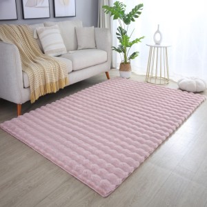 Tapis d’intérieur, couleur rose, matière coton, pour salon, design moderne, style bohème, lavable