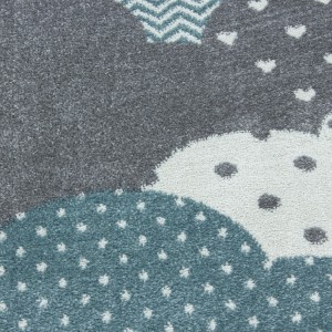 Tapis pour enfant, motif nuage, couleur bleu, matière jute, pour chambre, confortable, tissage plat