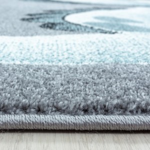 Tapis pour enfant, motif dinosaure, couleur bleu, matière jute, pour chambre, facile d’entretien