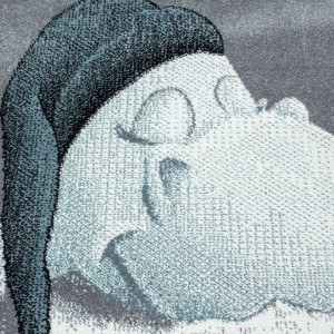 Tapis pour enfant, motif dinosaure, couleur bleu, matière jute, pour chambre, facile d’entretien