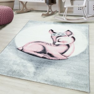 Kinderkleed met hertenpatroon, roze, jute, voor de slaapkamer, platgeweven, comfortabel