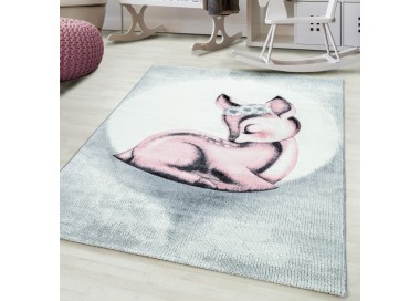 Kinderkleed met hertenpatroon, roze, jute, voor de slaapkamer, platgeweven, comfortabel