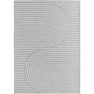 Tapis d’extérieur, couleur gris, pour salon, cuisine, résistant aux UV, design moderne, tissage plat