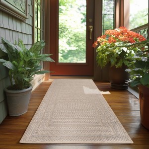 Tapis d’extérieur, couleur beige, pour salon, cuisine, résistant aux UV, style scandinave, lavable