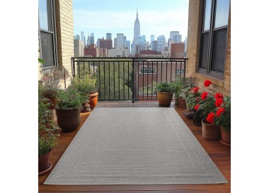 Tapis d’extérieur, couleur gris, pour salon, cuisine, résistant aux UV, antidérapant, design moderne