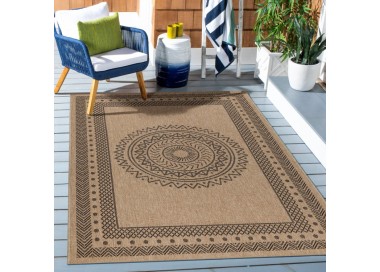 Tapis extérieur, design vintage, couleur noir, matière polypropylène, pour balcon et cuisine
