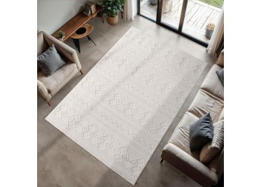 Tapis d’intérieur, style 3d, couleur crème, matière fil fibrillé, pour salon, confortable, lavable