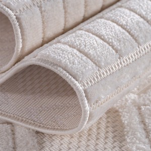 Tapis d’intérieur, style 3d, couleur crème, matière fil fibrillé, pour salon, confortable, lavable