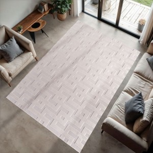 Tapis d’intérieur, style 3d, couleur crème, matière fil fibrillé, pour salon, texture douce