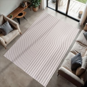 Tapis intérieur, style 3d, couleur crème, matière fil fibrillé, pour salon, design moderne