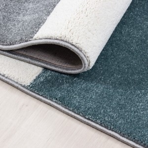 Binnenkleed, geruit patroon, blauwe kleur, jute, voor de woonkamer, modern design, wasbaar