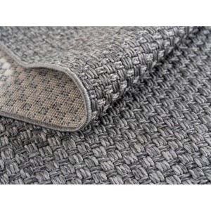 Tapis d’extérieur, couleur gris, pour salon, cuisine, résistant aux UV, look naturel, tissage plat
