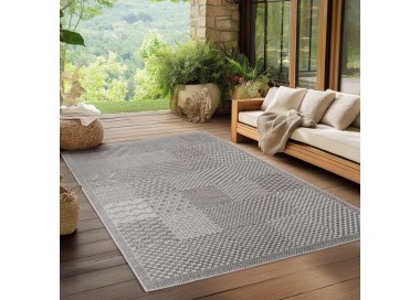 Tapis d’extérieur, couleur gris, pour salon, cuisine, résistant aux UV, design moderne, confortable