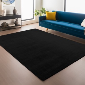 Tapis d’intérieur, couleur noir, pour salon, chambre, résistant et durable, design moderne