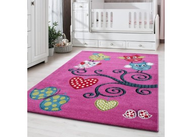 Kinderkleed met uilenpatroon, paars, jute, voor de slaapkamer, modern design