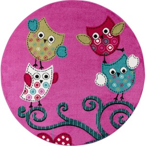 Tapis pour enfant, motif hibou, couleur violet, matière jute, pour chambre, design moderne