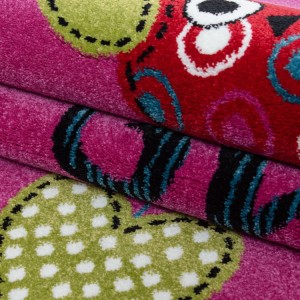 Tapis pour enfant, motif hibou, couleur violet, matière jute, pour chambre, design moderne