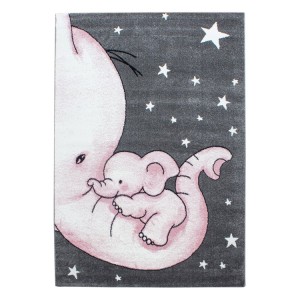 Kinderkleed met olifantenpatroon, roze, gemaakt van jute, voor de slaapkamer, gemakkelijk schoon te maken.