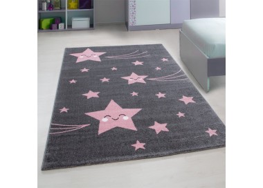 Kinderkleed met sterrenpatroon, roze, gemaakt van jute, voor de slaapkamer, duurzaam en gaat lang mee.