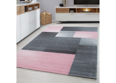 Binnenkleed met ruitpatroon, roze kleur, gemaakt van jute, voor de woonkamer, comfortabel en antislip.