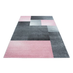 Tapis d’intérieur, motif carreaux, couleur rose, matière jute, pour salon, confortable, antidérapant