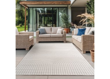 Tapis d’extérieur, couleur crème, pour salon, chambre, résistant aux UV, antidérapant, look naturel