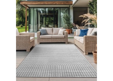 Grijs buitenkleed voor woonkamer en slaapkamer, UV-bestendig, antislip, platgeweven.