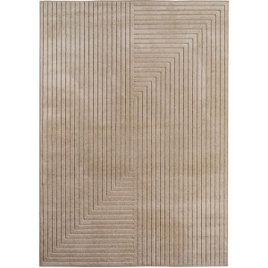 Buitenkleed, beige van kleur, voor woonkamer en slaapkamer, UV-bestendig, platgeweven, natuurlijke uitstraling.