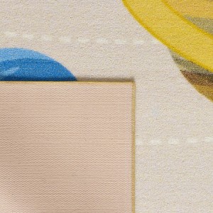 Tapis pour enfant, motif système solaire, couleur beige, matière latex, pour chambre, tissage plat