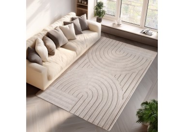 Binnenkleed, 3D-stijl, crèmekleur, voor woonkamer en slaapkamer, platgeweven, comfortabel