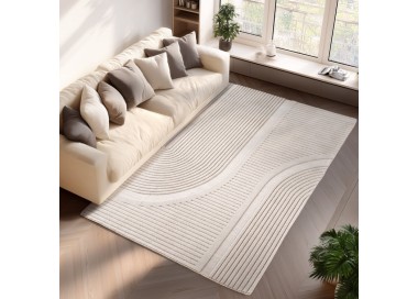 Tapis d’intérieur, style 3d, couleur crème, pour salon, chambre, résistant et durable, tissage plat