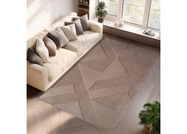Binnenkleed met geometrisch patroon, beige kleur, voor woonkamer en slaapkamer, modern design, wasbaar.