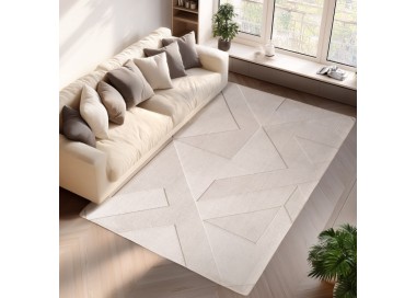 Tapis d’intérieur, motif géométrique, couleur crème, pour salon, chambre, tissage plat, lavable