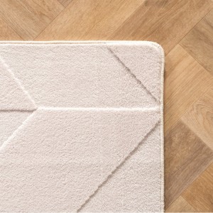 Binnenkleed, geometrisch patroon, crèmekleur, voor woonkamer en slaapkamer, plat geweven, wasbaar.