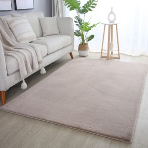 Tapis d’intérieur, couleur beige, matière coton, pour salon, confortable, lavable, look naturel
