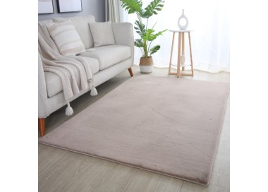 Tapis d’intérieur, couleur beige, matière coton, pour salon, confortable, lavable, look naturel