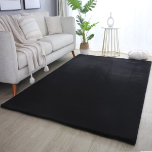Tapis d’intérieur, couleur noir, matière coton, pour salon, design moderne, résistant et durable